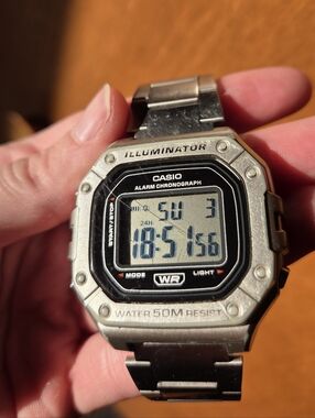 Casio Illuminator Silver Digital Watch - Stainless Steel